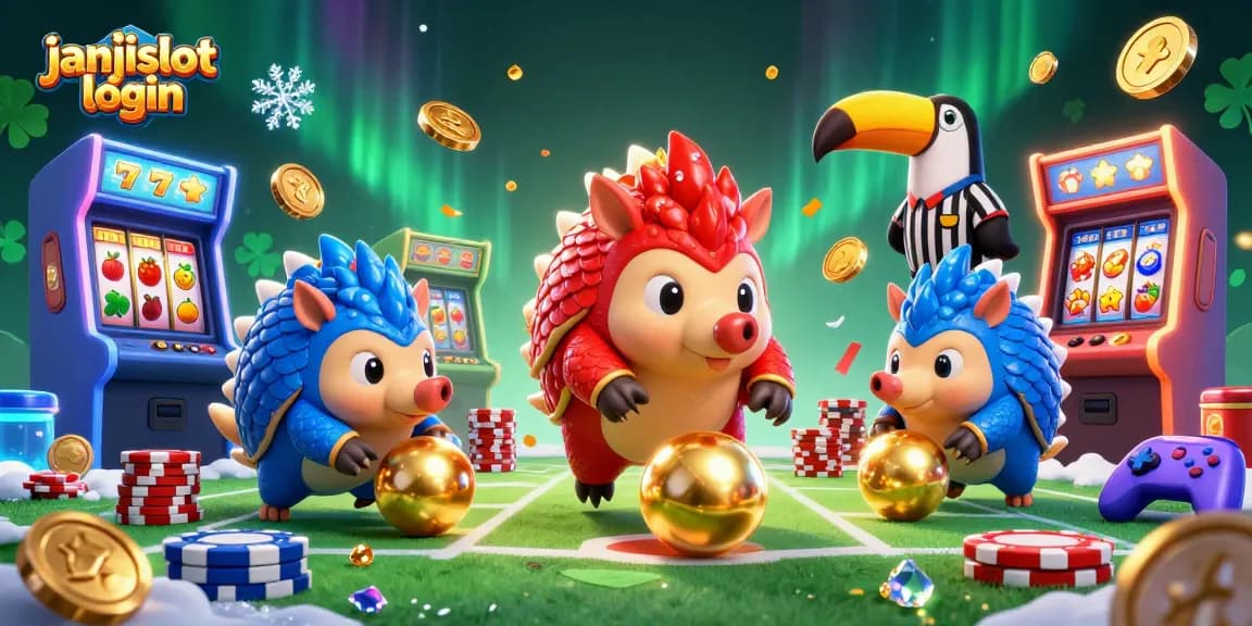 Engage with thrilling janjislot login adventure alongside rival pangolins in a vibrant casino scene.