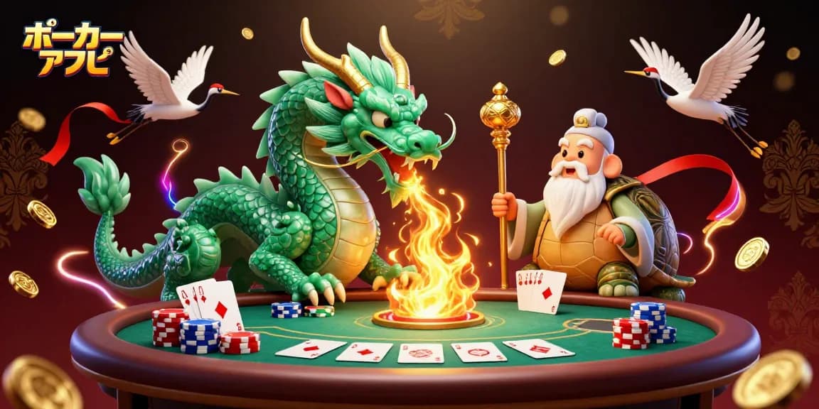 ポーカー アプリで遊ぶ恵まれた環境を描いた3Dアート、ドラゴンとタートルが登場。