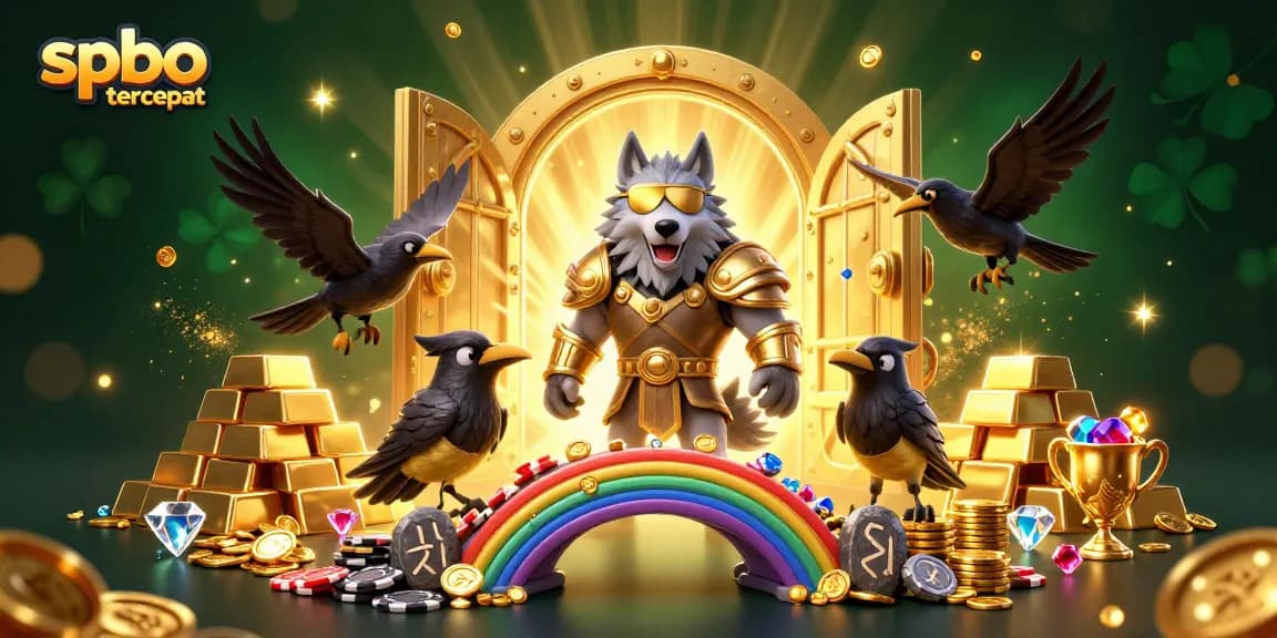 Win big with spbo tercepat in this vibrant 3D casino scene featuring Odin and mystical elements.