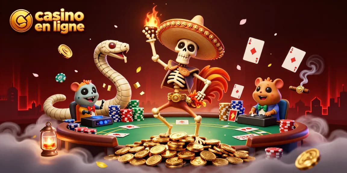 Jouez à des jeux de casino en ligne avec une illustration dynamique de casino en ligne.