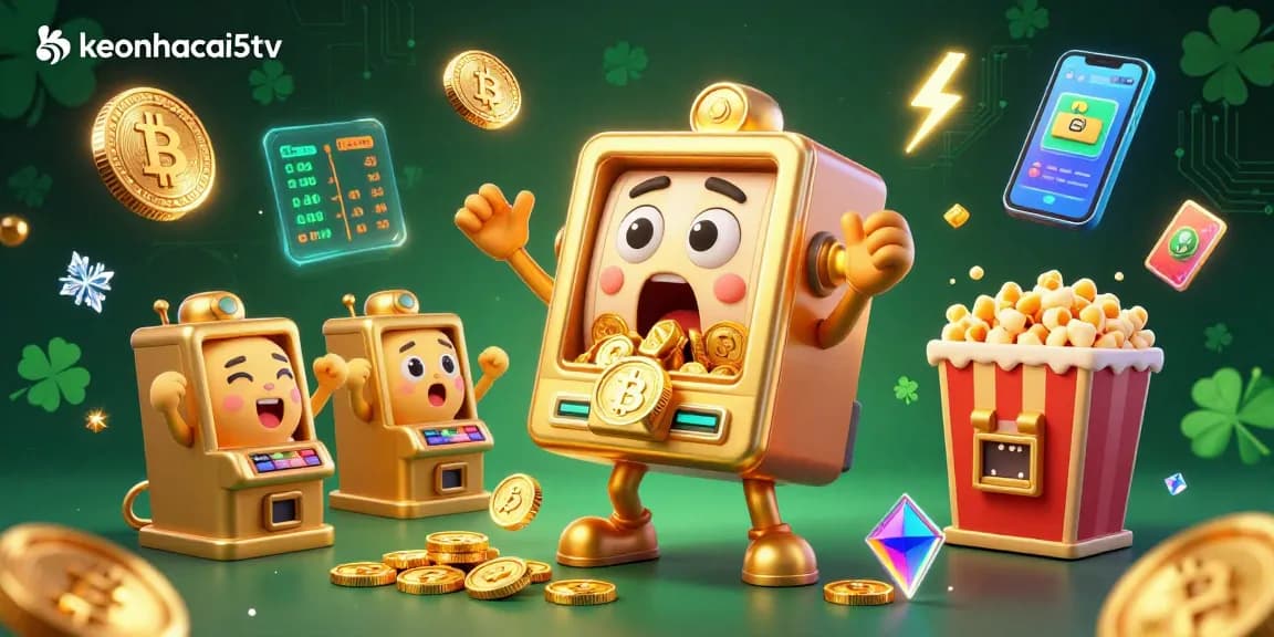 Join keonhacai5tv and experience the excitement of slot machine jackpots in vibrant 3D animation.