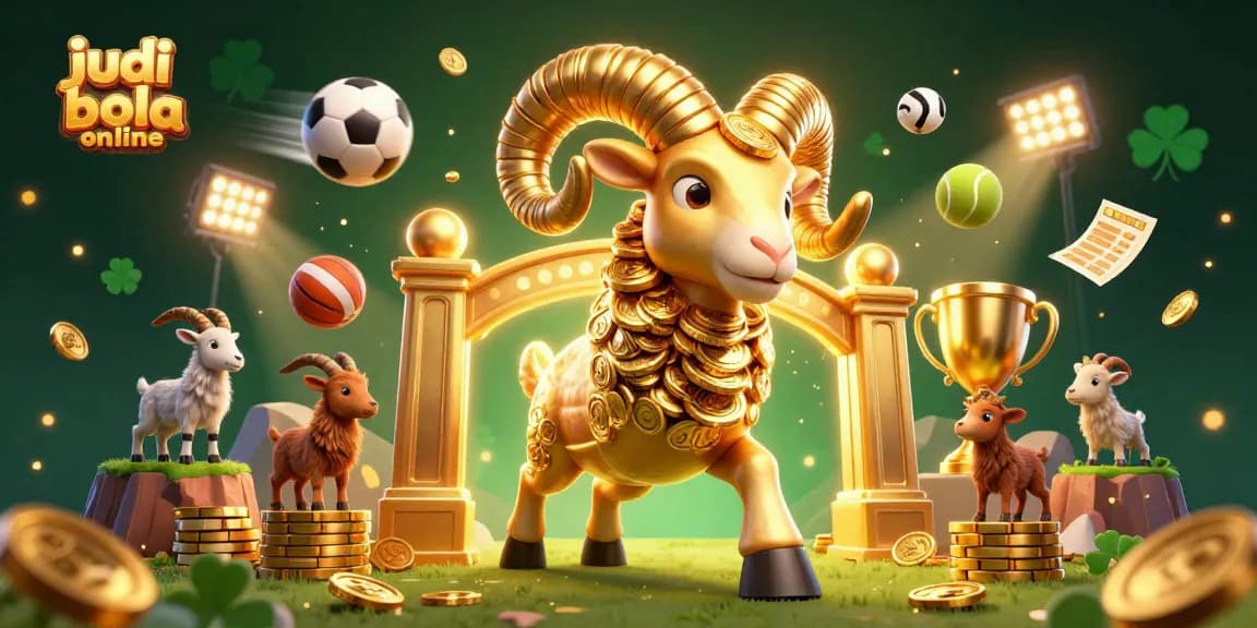 Experience judi bola online with a dynamic illustration showcasing sports elements and betting excitement.