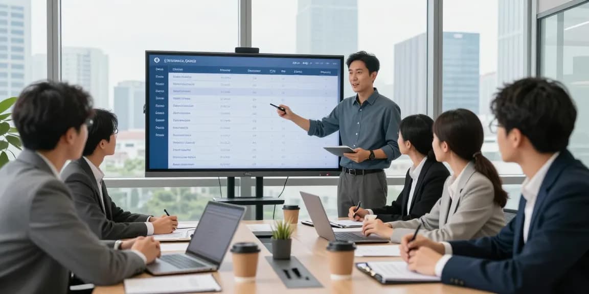 Finding local businesses near me in a dynamic office setting with professionals collaborating.