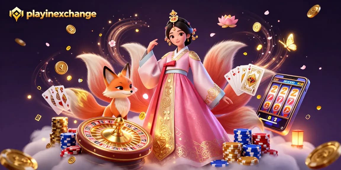 Engage with playinexchange as a lucky Asian woman in hanbok celebrates a winning moment.
