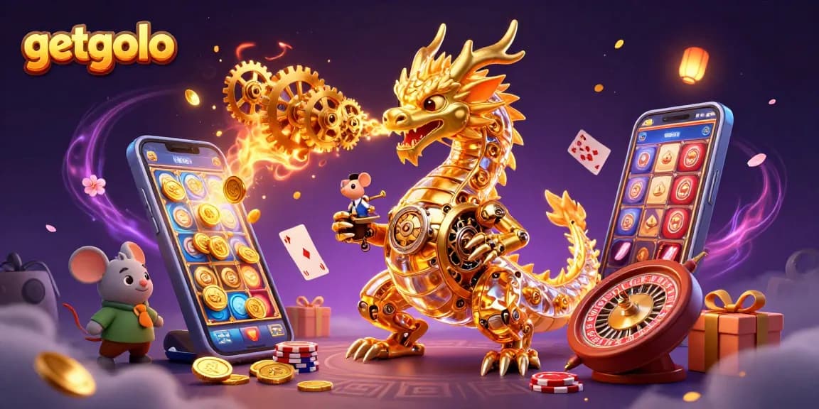 Embark on exhilarating gaming adventures with getgolo's vibrant 3D casino scene bursting with excitement.