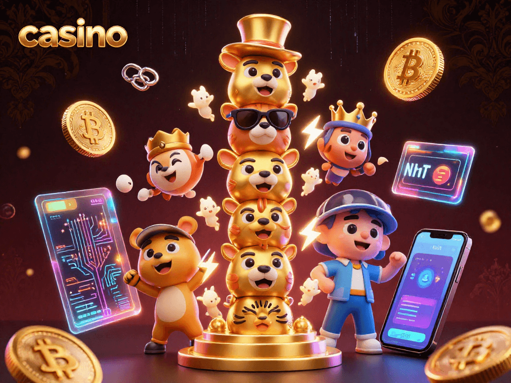Experience vibrant casino excitement with a 3D illustration of a magical golden totem pole.