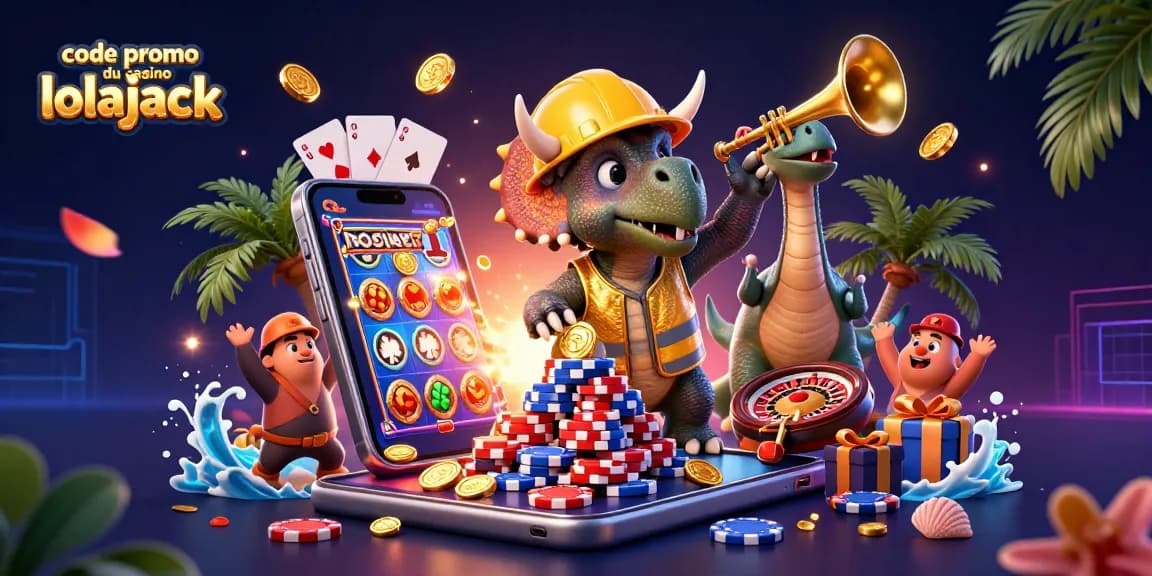 Experience winning at the code promo du casino lolajack with a fun 3D illustration of a triceratops and friends!