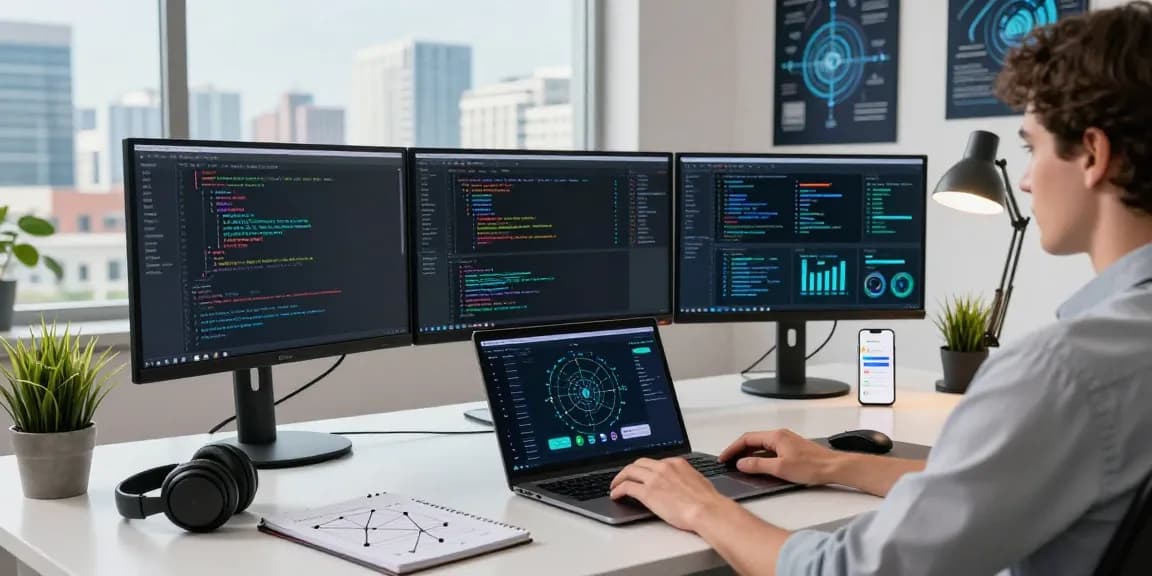 快连用戶在現代科技工作空間中利用高端設備和分析工具優化全球網絡連接。
