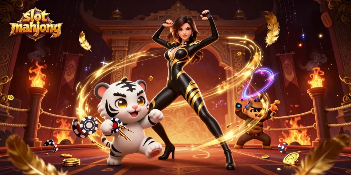 Engage in slot mahjong excitement with a captivating 3D illustration showcasing thrilling casino visuals.