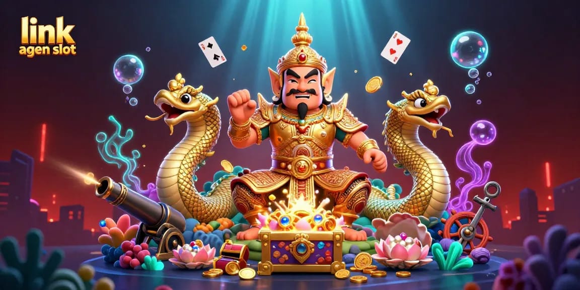 Experience thrilling gameplay with link agen slot, featuring vibrant 3D guardians surrounded by underwater treasures.