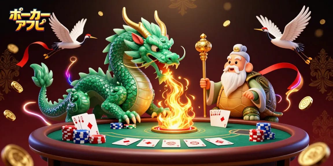ポーカー アプリで遊ぶ恵まれた環境を描いた3Dアート、ドラゴンとタートルが登場。