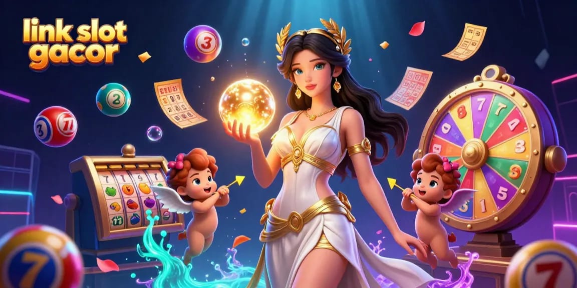 Spin the reels with excitement at link slot gacor, featuring vibrant lottery and slot elements.