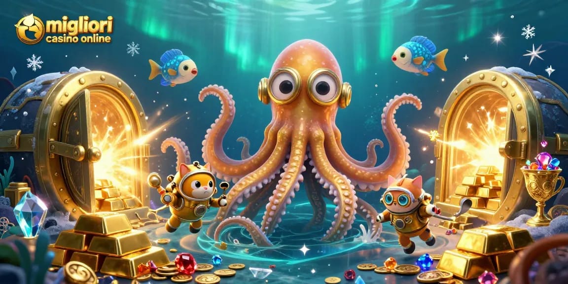 Scopri i migliori casino online mentre un kraken dorato esplode da un oceano di tesori.