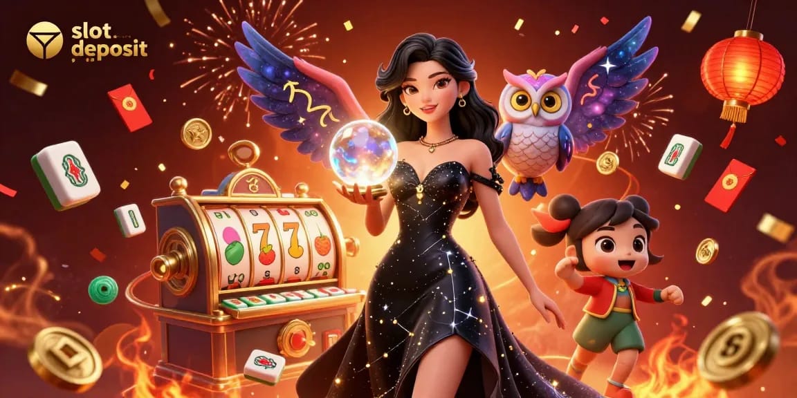 Engage with the enchanting slot deposit pulsa experience featuring dynamic characters and festive 3D casino elements.