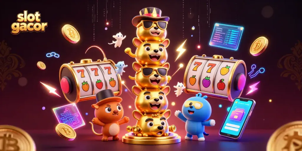 Experience thrilling gameplay with slot gacor featuring a colorful casino scene with animated characters.