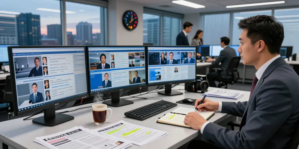 USGIC Report showcasing a vibrant newsroom scene where journalists collaborate on urgent news updates.