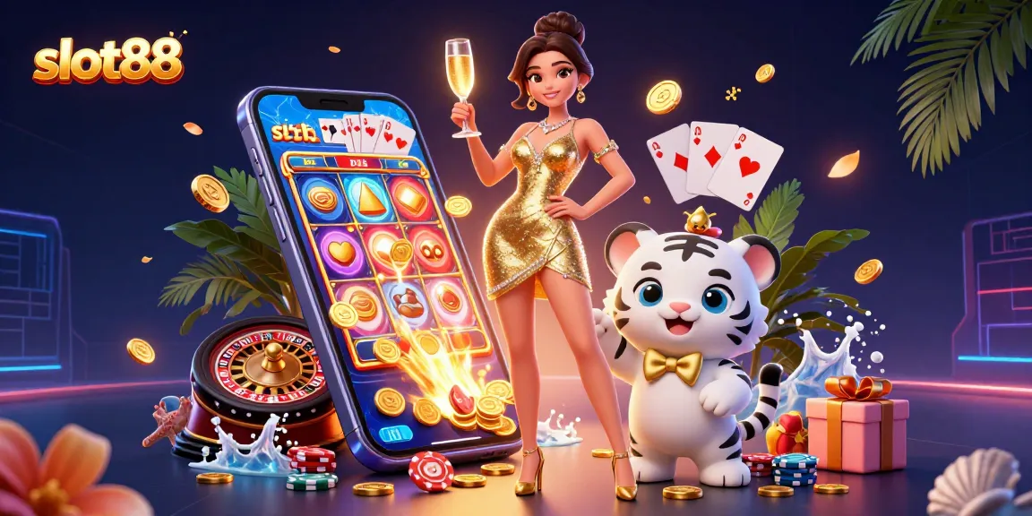 Spin exciting slot88 games with engaging characters and casino elements in a festive atmosphere.
