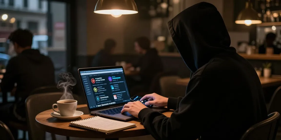 Exploring the Best Darknet Markets 2026 in a cozy café environment with a mysterious vibe.