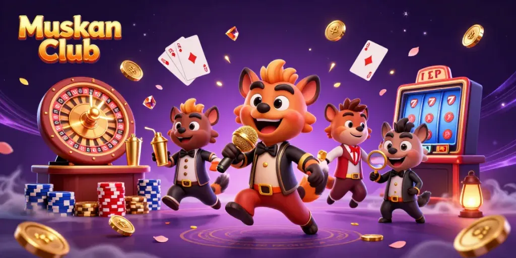 Experience the excitement of Muskan Club at the comedy casino with lively characters in action.
