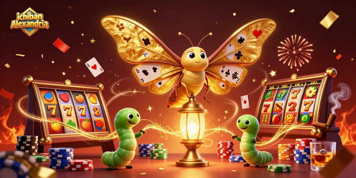 Ikon ichibanalexandria menampilkan slot online dengan fitur menarik di dalam lingkungan kasino yang megah