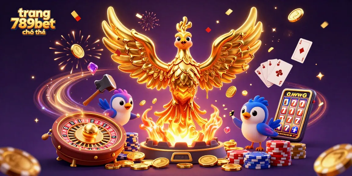 Experience the excitement of trang 789bet chính thức with a fiery golden phoenix and spectacular casino elements.