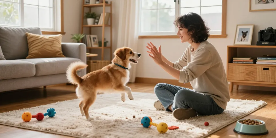 Engaging dog playtime at home with NAGA2000-themed pet toys.