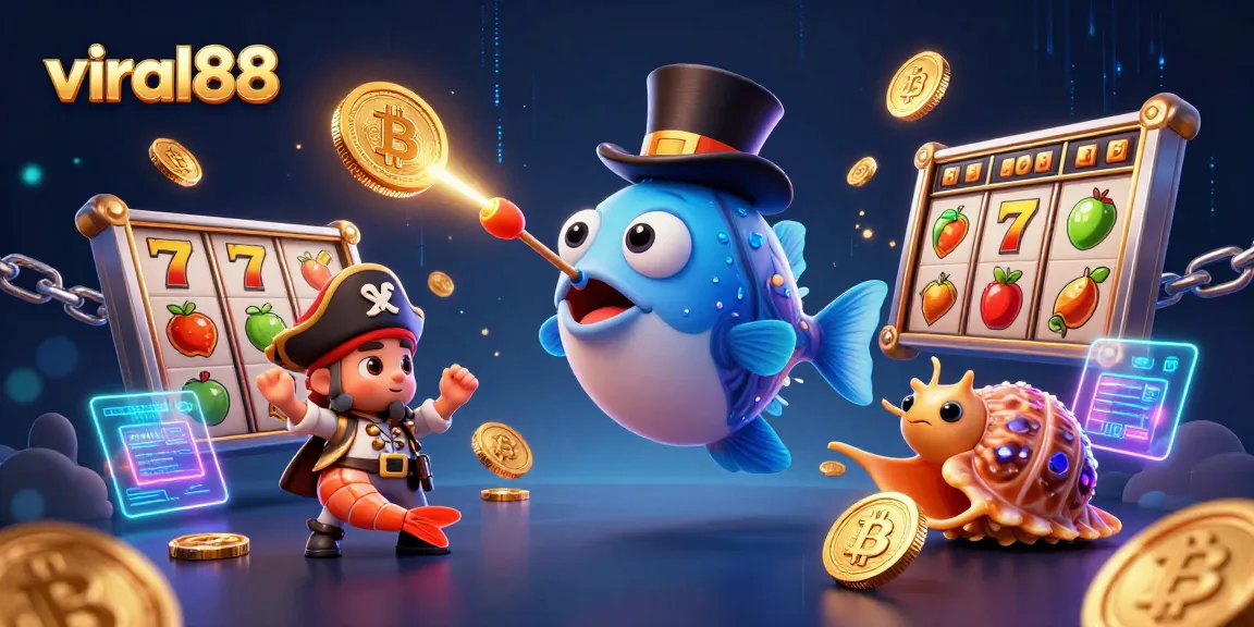 Play thrilling slot games with viral88 featuring an anglerfish in a top hat attracting coins.