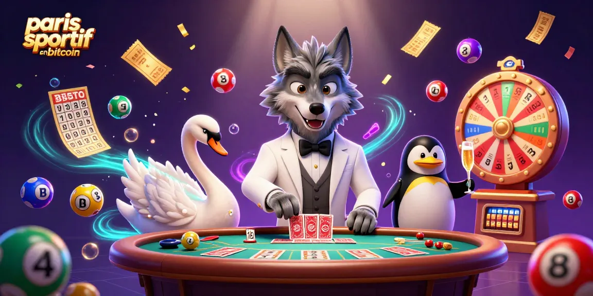 Profitez de paris sportif en bitcoin avec une ambiance de casino animée, personnages attrayants, et éléments de jeu captivants.