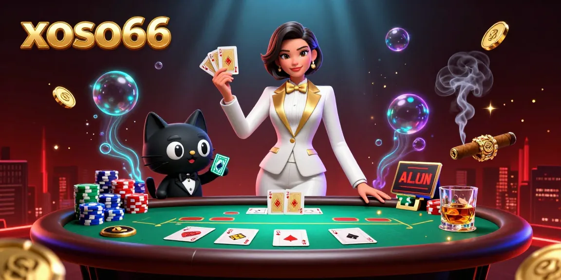 xoso66 players enjoying a thrilling poker game with vibrant visuals and stacked chips