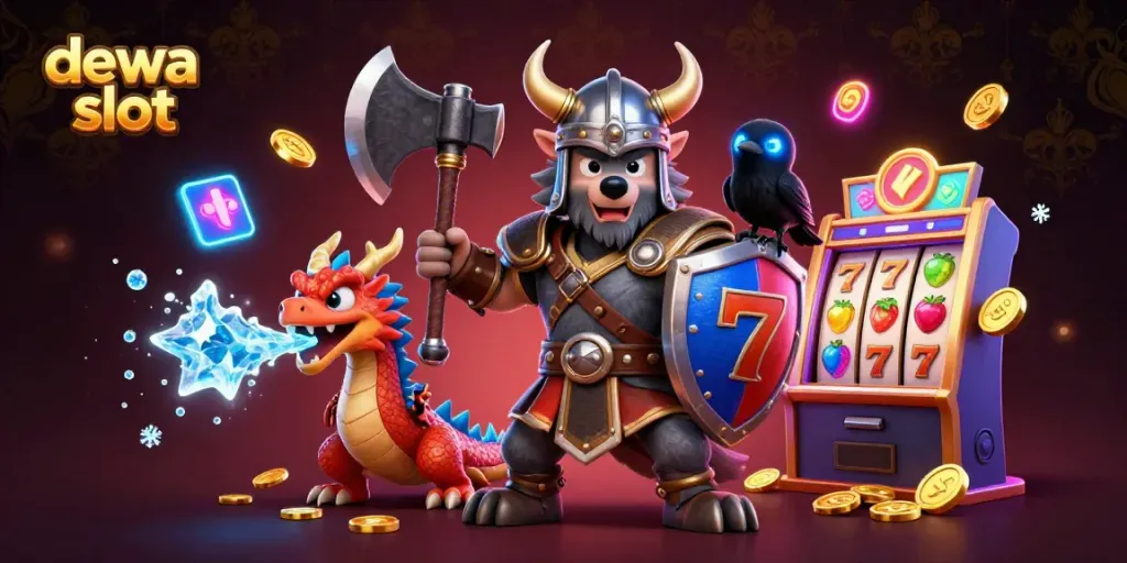 Menemui slot gacor dewa slot, seru dengan pejuang serigala Viking dan naga kecil.
