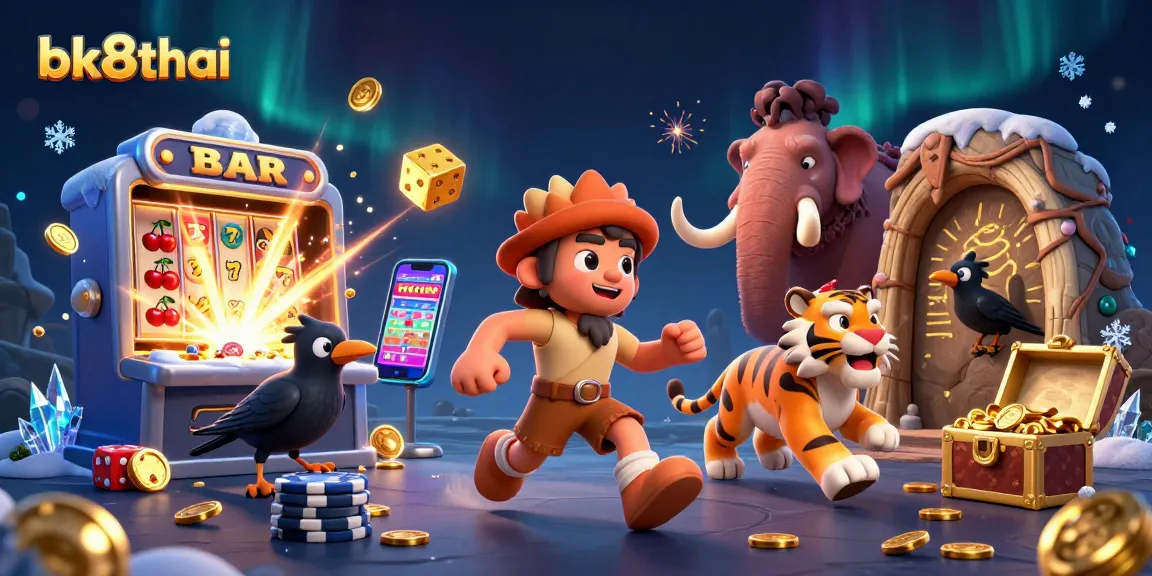 Join the fun with bk8thai as caveman and sabertooth slot machine explode with coins!