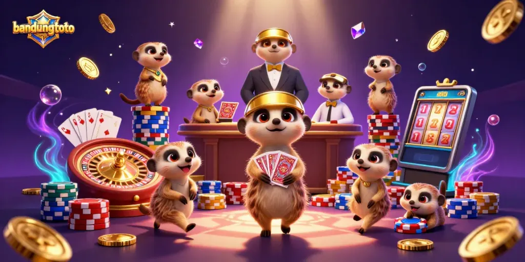 Experience the excitement of bandungtoto as meerkats operate a lively casino scene.