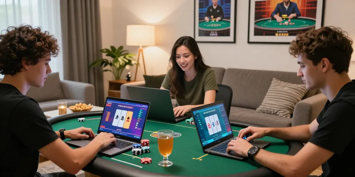 Agen Poker Online gaming scene with friends enjoying an intense tournament.