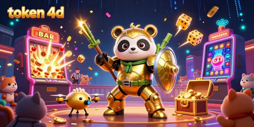 Menangkan jackpot di TOKEN 4D dengan simbol beruntun dan mesin slot gacor yang penuh koin.