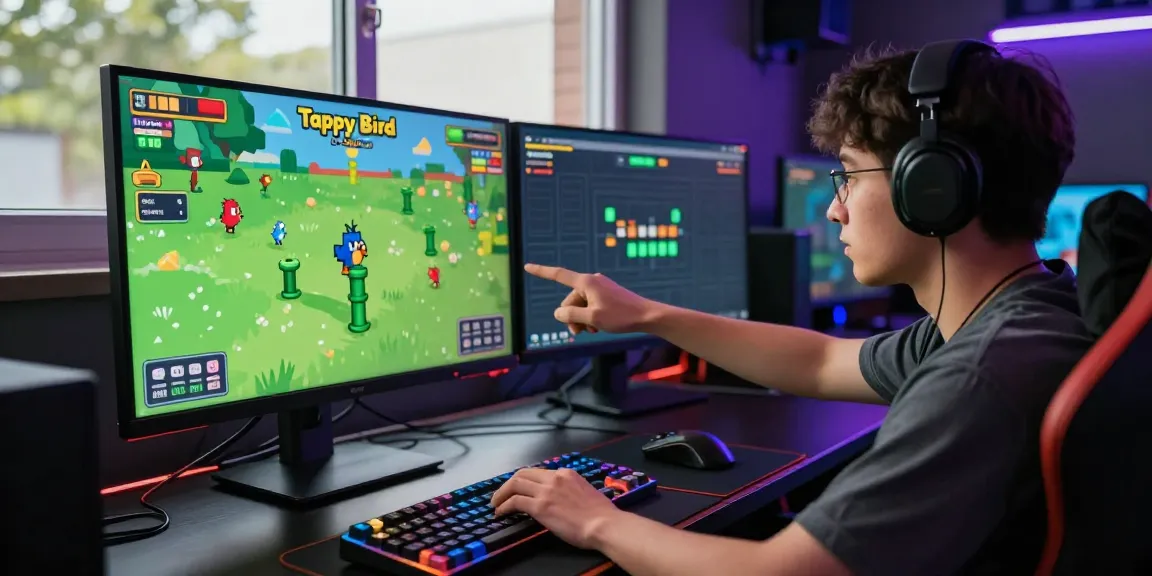 Tappy Bird by 100HP Gaming gaming scene with a player focused on navigating pipes and maximizing their multiplier in a modern gaming setup.
