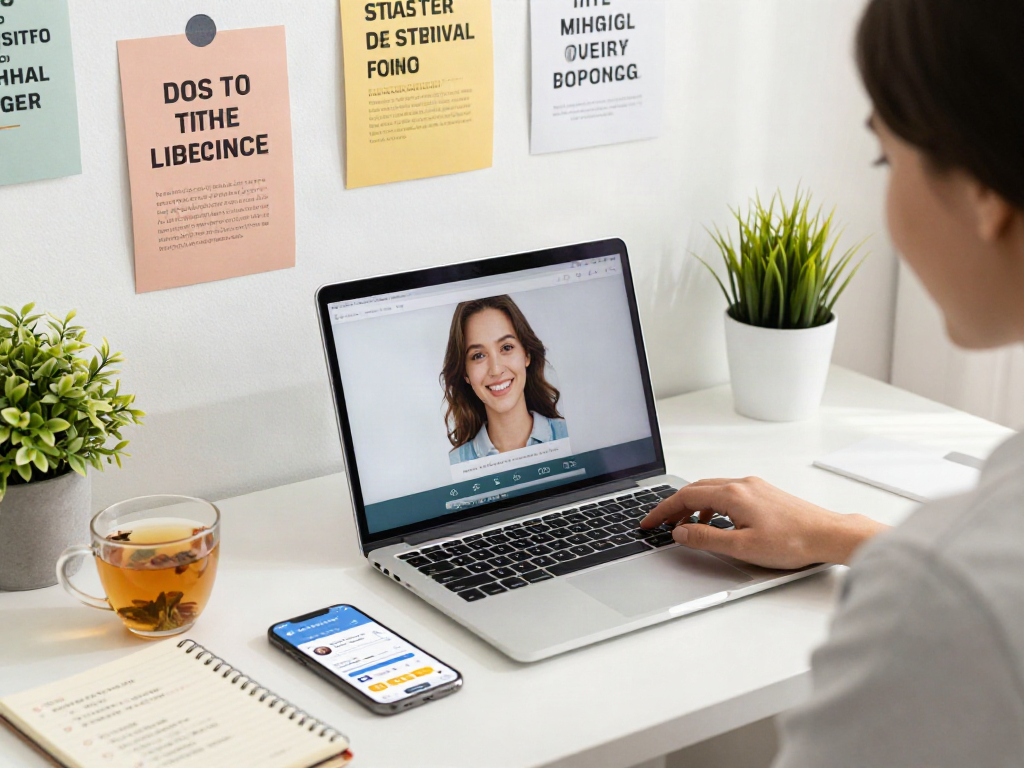 Person testing attractiveness by uploading a photo on a laptop in a bright workspace.