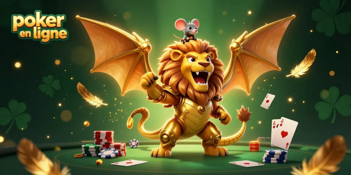 Appréciez le poker en ligne avec cette illustration dynamique, mettant en scène un joueur et ses gains.