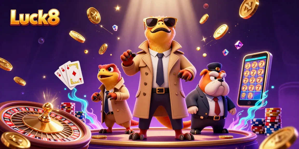 Experience thrilling casino action at Luck8 with raptors and dazzling game elements.