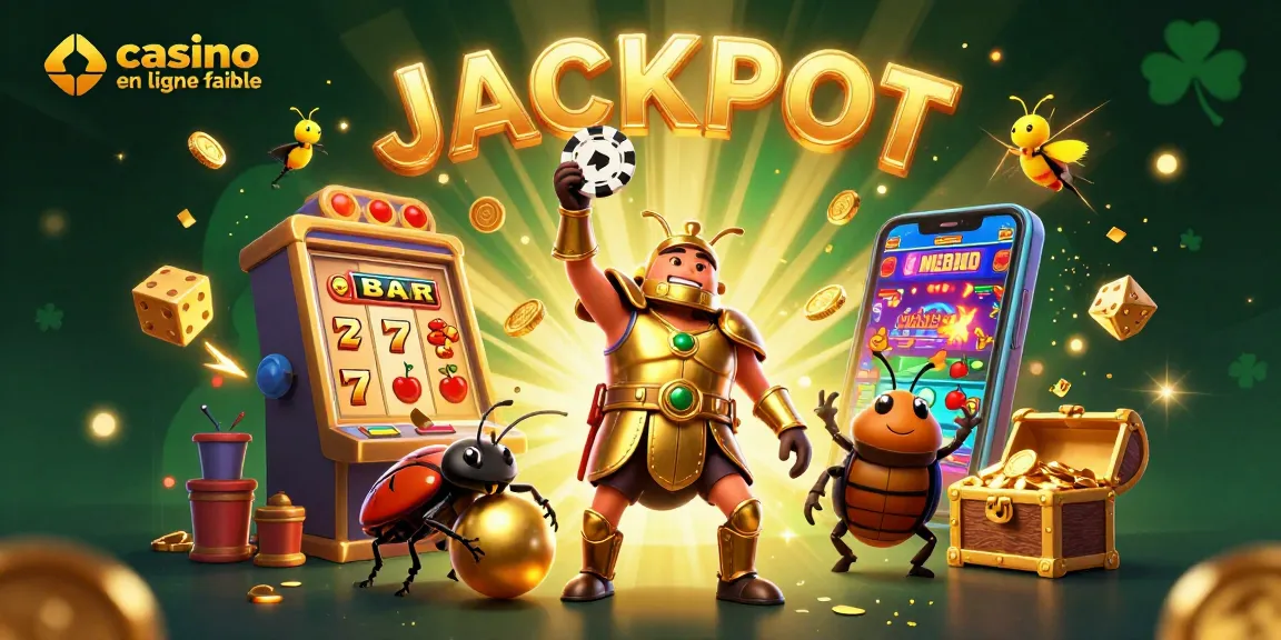 Vivez l’excitation du casino en ligne fiable avec notre illustration 3D captivante, mettant en scène un scarabée en armure triomphant.