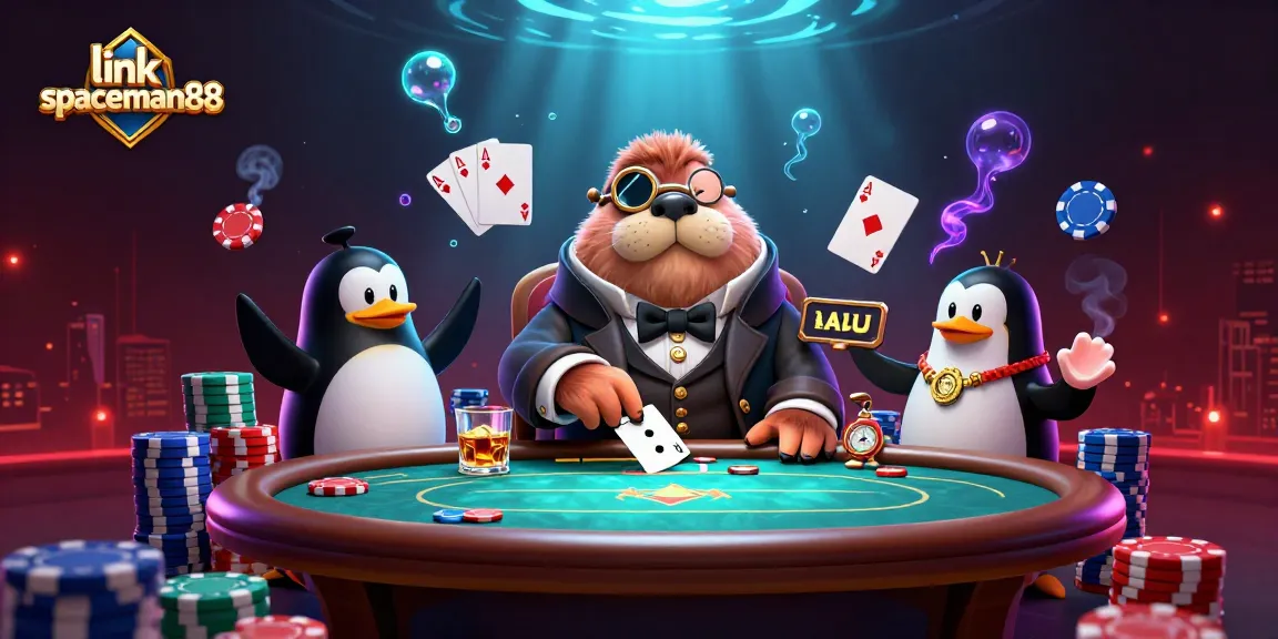 Experience the excitement and thrill of link spaceman88 at an underwater poker table featuring a walrus, penguin dealer, and bluffing pufferfish.