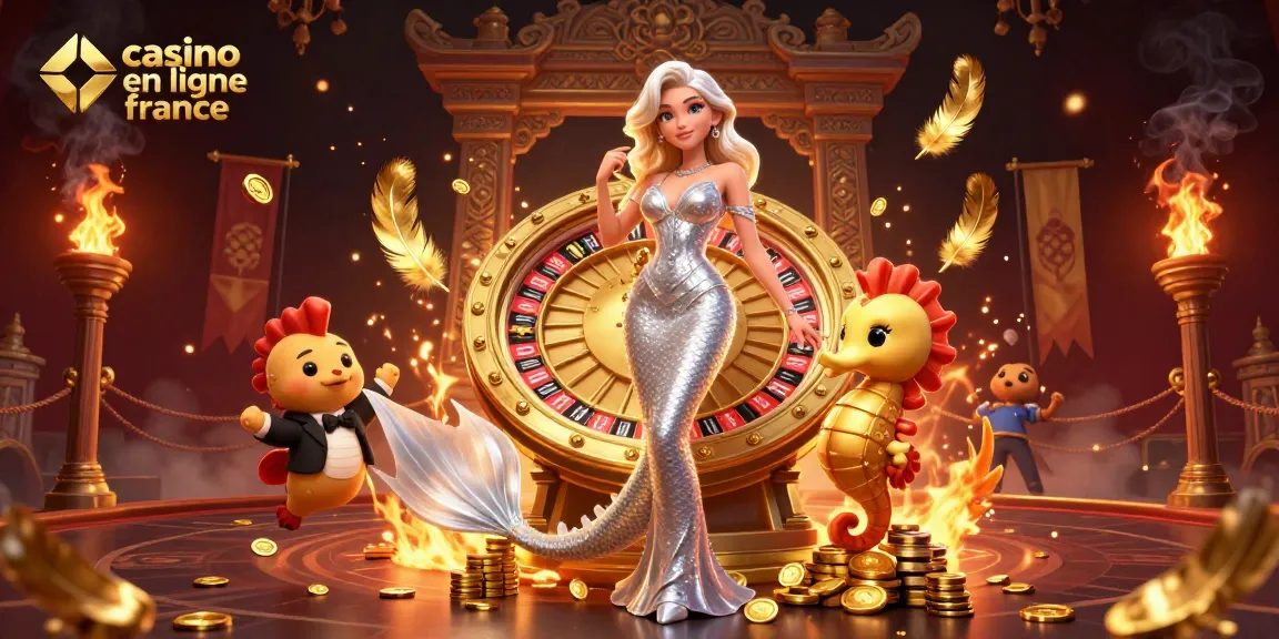 Activez le divertissement au casino en ligne France avec une magnifique scène de casino en 3D mettant en vedette une roulette dorée.