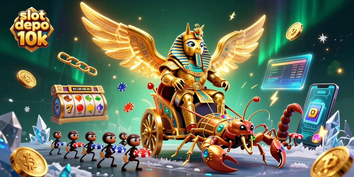 Permainan slot depo 10k yang menggoda dengan simbol jackpot dan buah berwarna cerah.