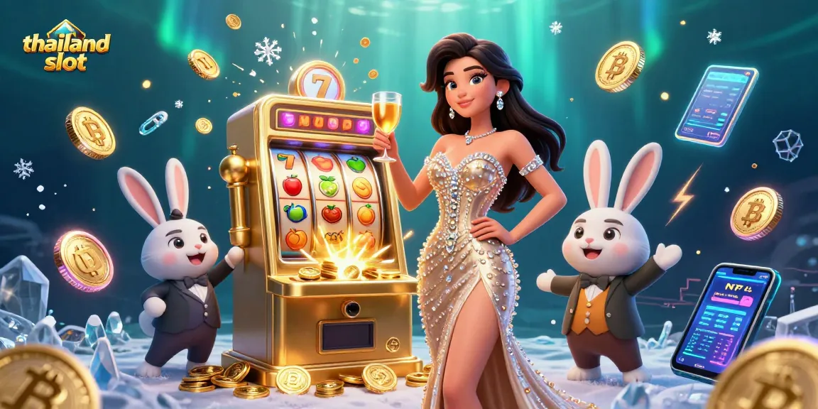 Experience thrilling gameplay at thailand slot with vivid scenes of a jackpot winner and a bunny croupier.
