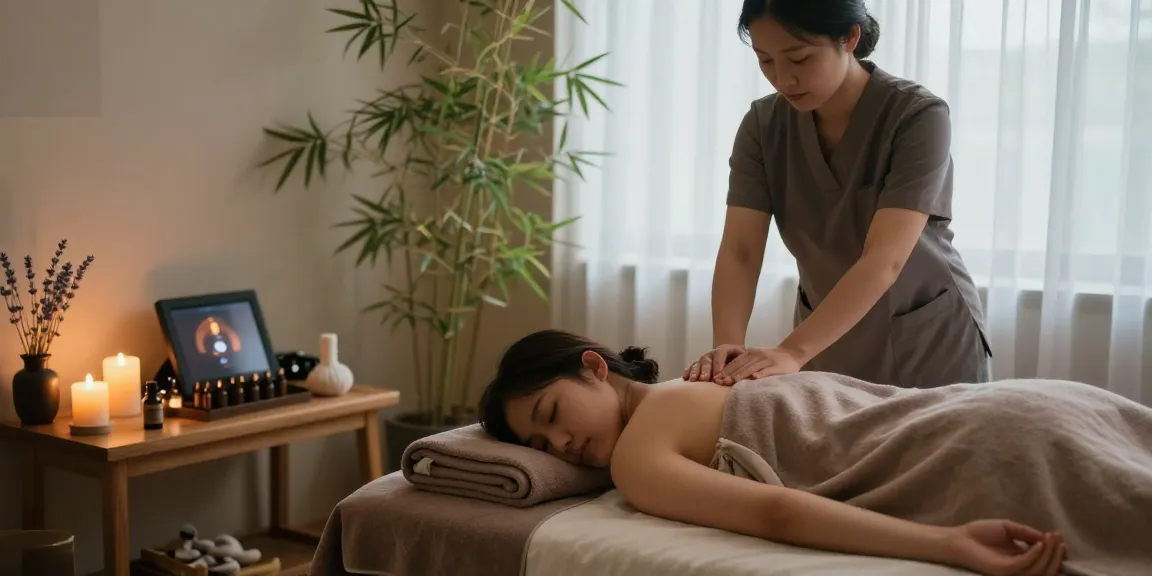 인천출장안마을 받으며 편안한 분위기의 마사지 스파에서 휴식을 취하는 고객의 모습