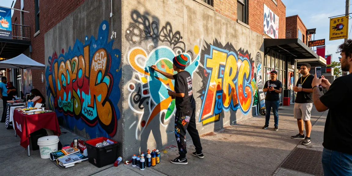 Artist creating a mural reflecting the spirit of batmanloyal.com in a vibrant urban setting.