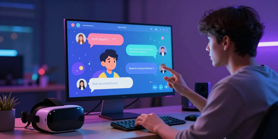 Engaging in an AI nsfw chat within a vibrant digital environment featuring futuristic elements.