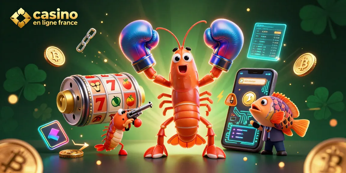 Découvrez casino en ligne france à travers une illustration 3D passionnante mettant en scène des personnages vibrants, des jeux de machines à sous et des éléments cryptographiques.