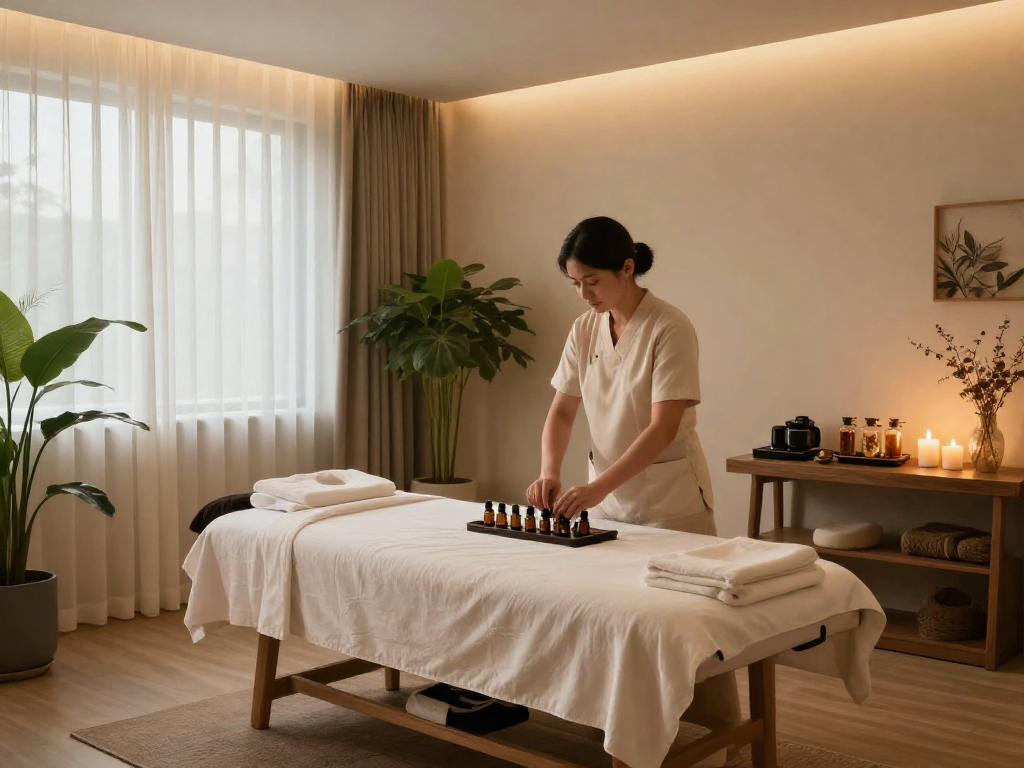 Discover relaxation at https://www.balancedmassage.org/ in a serene spa environment with soothing essential oils, calming decor, and a professional therapist.