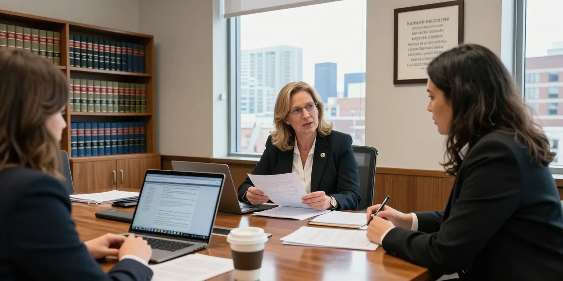 Karen McCleave Toronto consulting in a modern legal office, showcasing teamwork in law.