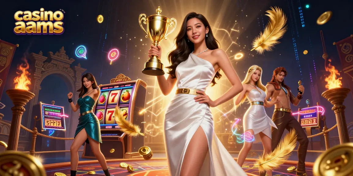Illustrazione di casino non AAMS che mostra una donna vittoriosa tra ricchi elementi di gioco, perfetta per gli appassionati di scommesse.